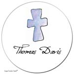 Sugar Cookie Gift Stickers - Cross Blue